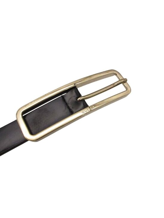 Gucci Belt Square Logo Buckle Patent Leather Narrow Black 80.32 main image 4